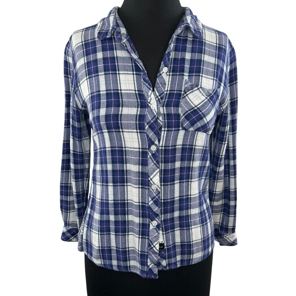 RAILS Blue White Plaid Button-Down Long Sleeve Casual Shirt Cowgirl Western S